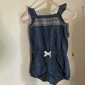 Carter’s romper’s NWT denim blue with white decor & bow so cute!